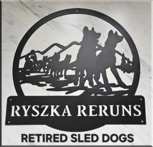 Bonnie Ryszka Logo for Ryszka Reruns, Retired Sled Dogs